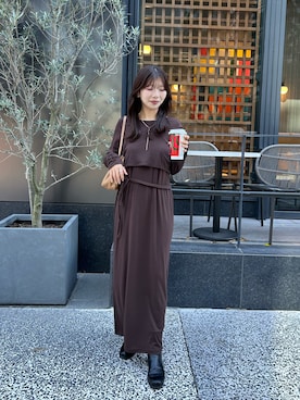 「アイテム（ブーツ）」を使った、shinoさん（レディース・159cm）の秋コーディネート