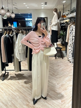 「CAPRICIEUX LE'MAGE（カプリシューレマージュ）の【累計2万本！】【LE'MAGE×gemeilコラボ】2タックワイドパンツ（その他パンツ、ホワイト系）」を使った、eba_lemageさん（レディース・159cm）の春コーディネート