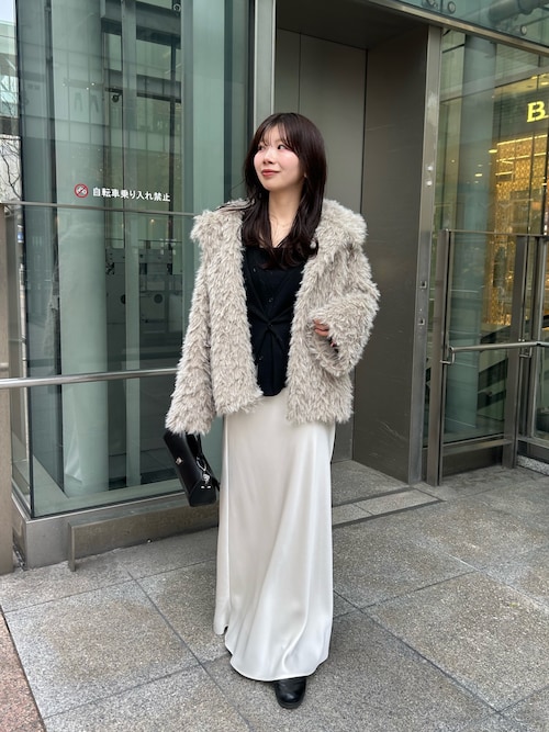 カプリシュレマージュ MIXファースタンドカラーコート セール】【サイズ展開あり/軽量】MIXファースタンドカラーコート