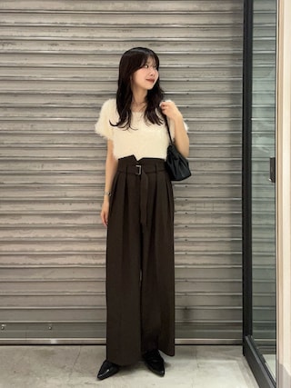 「CAPRICIEUX LE'MAGE（カプリシューレマージュ）の【前後2way】フェザーパフニット（Tシャツ/カットソー）」を使った、eba_lemageさん（レディース・159cm）の夏コーディネート