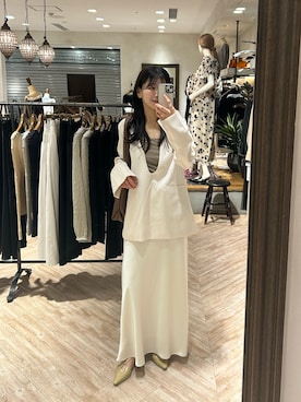 「CAPRICIEUX LE'MAGE（カプリシューレマージュ）のバイアススカート（スカート、ホワイト系）」を使った、eba_lemageさん（レディース・159cm）の春コーディネート