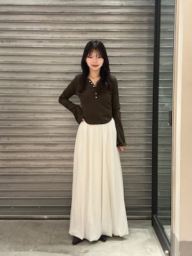 「CAPRICIEUX LE'MAGE（カプリシューレマージュ）の【riho企画】バルーンマキシスカート（スカート、ホワイト系）」を使った、eba_lemageさん（レディース・159cm）の夏コーディネート