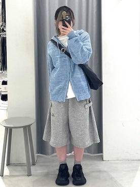 「3.3 Field Trip （3.3フィールドトリップ）の3.3 Field Trip／レザークロスBAG（ショルダーバッグ、ブラック系）」を使った、あすかさん（レディース）の春コーディネート