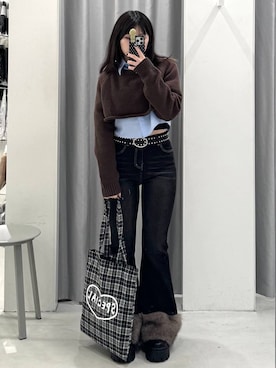 「アイテム（ニット/セーター）」を使った、あすかさん（レディース・156cm・10代）の冬コーディネート