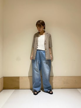 「URBAN RESEARCH DOORS（アーバンリサーチドアーズ）の『UR TECH』完声/涼 ハーフスリーブジャケット（その他アウター、ベージュ系）」を使った、sasakiさん（レディース・165cm）の春コーディネート