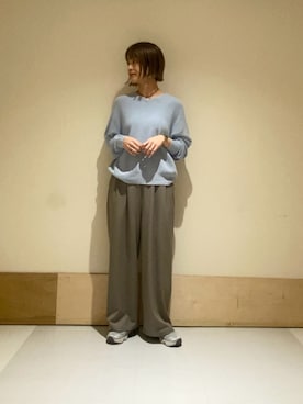 「URBAN RESEARCH DOORS（アーバンリサーチドアーズ）の『仁村紗和さん着用』『UR TECH』完声タックギャザーワイドパンツ（その他パンツ、グレー系）」を使った、sasakiさん（レディース・165cm）の春コーディネート