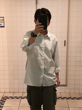「shiun（シウン）のアイテム（パンツ）」を使った、ぺろりんさん（メンズ・169cm）の秋コーディネート