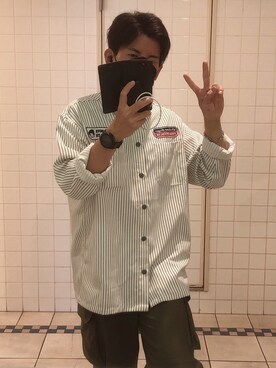 「shiun（シウン）のアイテム（パンツ）」を使った、ぺろりんさん（メンズ・169cm）の秋コーディネート