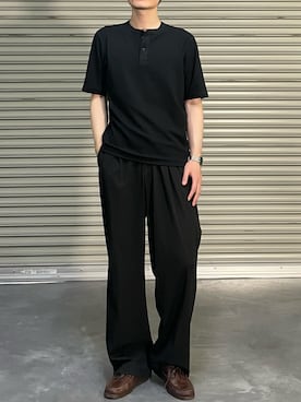 「アイテム（モカシン/デッキシューズ）」を使った、あら👤全身ユニクロさん（メンズ・176cm）の夏コーディネート