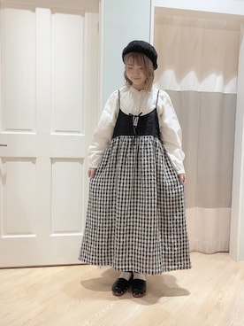 「kazumiコラボ」｜「アイテム（ハンチング/ベレー帽）」を使った、Meiさん（レディース・152cm）の冬コーディネート