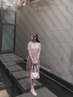 「DW（ディーダブリュー）のアイテム」を使った、Qing Xuさん（レディース・162cm）の夏コーディネート