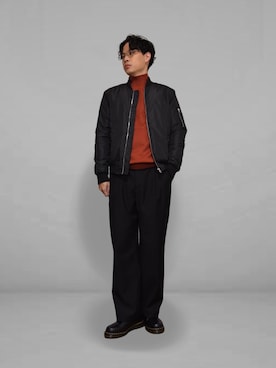 「ASTRONOMY（アストロノミー）のアイテム（MA-1）」を使った、xo.takahiroさん（メンズ・174cm）の冬コーディネート