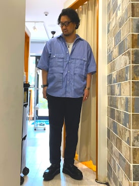 「Dedes（デデス）のアイテム」を使った、ミナト／ちょいデブでも細く見えるコーデさん（メンズ・171cm）の夏コーディネート