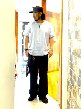 「アイテム（バングル/リストバンド）」を使った、ミナト／ちょいデブでも細く見えるコーデさん（メンズ・171cm）の夏コーディネート