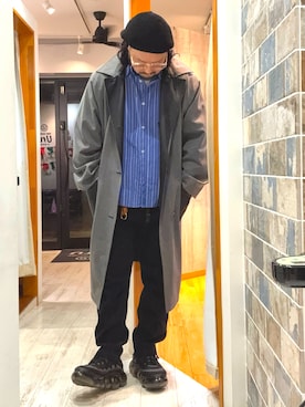 「アイテム（ハンチング/ベレー帽）」を使った、ミナト／ちょいデブでも細く見えるコーデさん（メンズ・171cm）の秋コーディネート