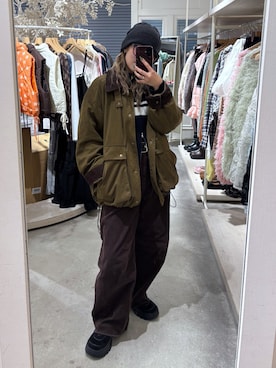 「アイテム（その他アウター、グリーン系）」を使った、みうさん（レディース・152cm）の秋コーディネート