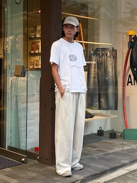 「アイテム（スウェットパンツ、シルバー系）」を使った、Taiyo Maruyamaさん（メンズ・187cm）の夏コーディネート