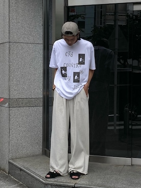 「アイテム（スウェットパンツ、シルバー系）」を使った、Taiyo Maruyamaさん（メンズ・187cm）の夏コーディネート