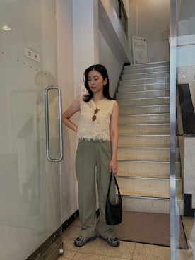 「UNIQLO（ユニクロ）のアイテム（スラックス）」を使った、YUKAさん（レディース・157cm）の秋コーディネート