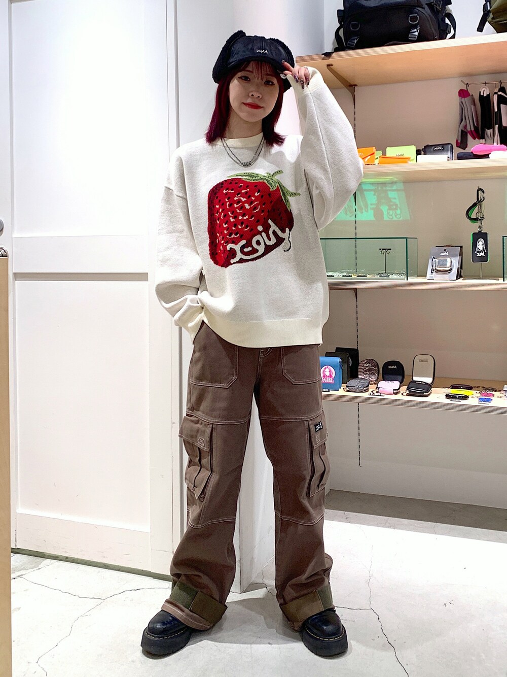 X-girl（エックスガール）の「STRAWBERRY KNIT TOP（ニット/セーター