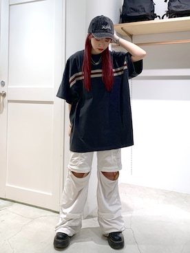 「x-girl_ootd」｜「アイテム（ワンピース/ドレス）」を使った、古内 麻衣さん（レディース・157cm）の夏コーディネート