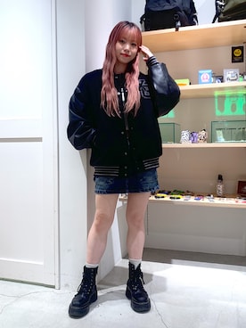 「x-girl_ootd」｜「アイテム（ジャケット/アウター）」を使った、古内 麻衣さん（レディース・157cm）の秋コーディネート