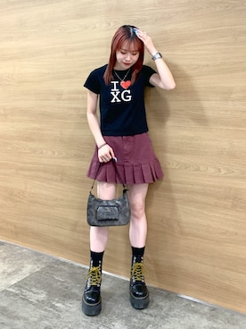 「x-girl_ootd」｜古内 麻衣さん（レディース・157cm）の夏コーディネート