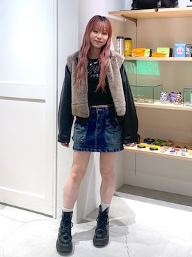 「x-girl_ootd」｜「アイテム（ジャケット/アウター）」を使った、古内 麻衣さん（レディース・157cm）の秋コーディネート