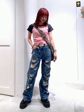 「x-girl_ootd」｜古内 麻衣さん（レディース・157cm）の夏コーディネート