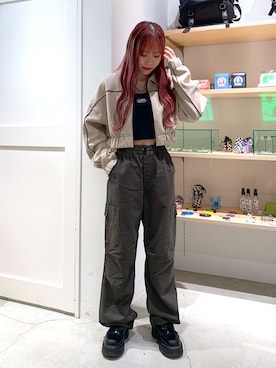 「x-girl_ootd」｜「アイテム（ジャケット/アウター）」を使った、古内 麻衣さん（レディース・157cm）の秋コーディネート