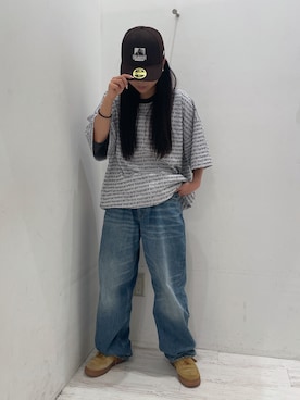 「エクストララージ」｜「アイテム（キャップ）」を使った、理子さん（レディース・152cm）の冬コーディネート