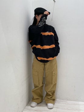 「エクストララージ」｜「アイテム（ハンチング/ベレー帽）」を使った、理子さん（レディース・152cm）の春コーディネート