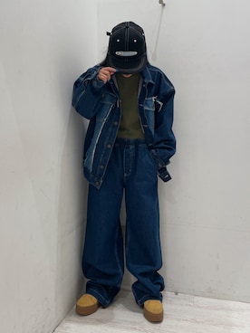 「エクストララージ」｜「アイテム（キャップ）」を使った、理子さん（レディース・152cm）の春コーディネート