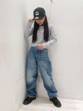 「エクストララージ」｜「アイテム（キャップ）」を使った、理子さん（レディース・152cm）の冬コーディネート