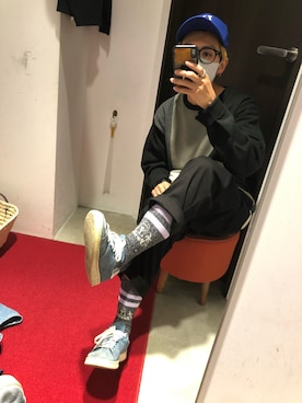 「キャップ×メガネ」｜USboarder nogiさん（メンズ・168cm）の秋コーディネート