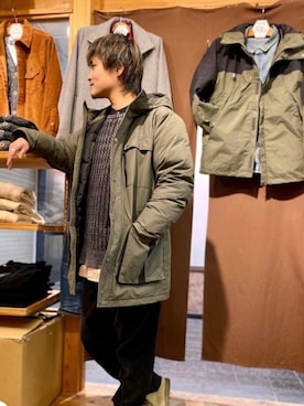 「ワラビーブーツ」｜「アイテム（ジャケット/アウター）」を使った、USboarder nogiさん（メンズ・168cm）の冬コーディネート