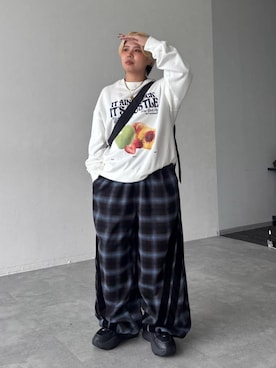 「アイテム（スウェット）」を使った、shibaoutfitsさん（レディース・154cm）の秋コーディネート