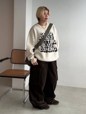 「アイテム（カーゴパンツ）」を使った、shibaoutfitsさん（レディース・154cm）の秋コーディネート