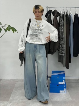 「Anui（アニュイ）のアイテム（パンツ）」を使った、shibaoutfitsさん（レディース・154cm）の秋コーディネート