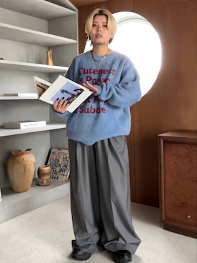 「PBLIM（ページボーイリム）のアイテム（スラックス）」を使った、shibaoutfitsさん（レディース・154cm）の秋コーディネート