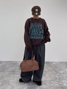 「PBLIM（ページボーイリム）のアイテム（スラックス）」を使った、shibaoutfitsさん（レディース・154cm）の秋コーディネート