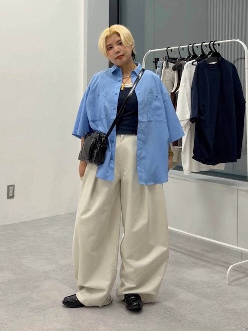 PBLIM ブラウス シャツ 「UNISEX」ハンソデネクタイシャツ レディース 