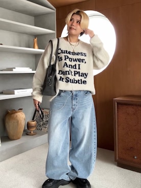 「アイテム（ボストンバッグ、グレー系）」を使った、shibaoutfitsさん（レディース・154cm）の秋コーディネート