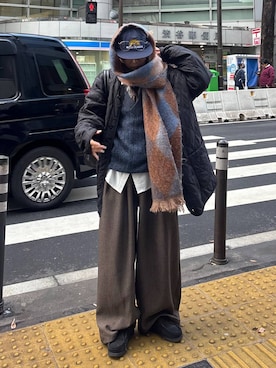 「アイテム（マフラー）」を使った、shibaoutfitsさん（レディース・154cm・20代）の冬コーディネート