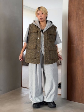 「オーバーサイズ」｜「アイテム（その他アウター）」を使った、shibaoutfitsさん（レディース・154cm）の夏コーディネート