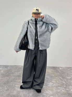 「アイテム（ブルゾン、グレー系）」を使った、shibaoutfitsさん（レディース・154cm）の秋コーディネート