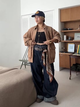 「アイテム（ブルゾン）」を使った、shibaoutfitsさん（レディース・154cm）の夏コーディネート