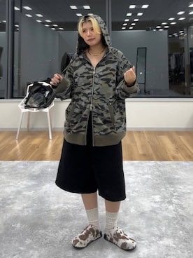「アイテム（パーカー）」を使った、shibaoutfitsさん（レディース・154cm・20代）の夏コーディネート