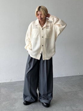 「アイテム（スラックス）」を使った、shibaoutfitsさん（レディース・154cm）の夏コーディネート