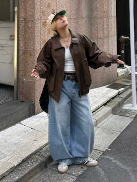 「PBLIM（ページボーイリム）のアイテム（ブルゾン）」を使った、shibaoutfitsさん（レディース・154cm）の秋コーディネート